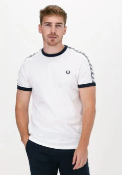 Nicht-gerade Weiss Fred Perry T-shirt Taped Ringer T-shirt