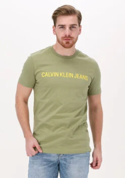 Grüne Calvin Klein T-shirt Institutional Logo Slim Ss Tee