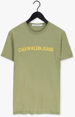 Grüne Calvin Klein T-shirt Institutional Logo Slim Ss Tee -Selected Homme Verkäufe 214888 5