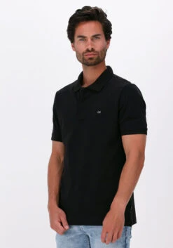 Schwarze Calvin Klein Polo-shirt Stretch Pique Slim Polo
