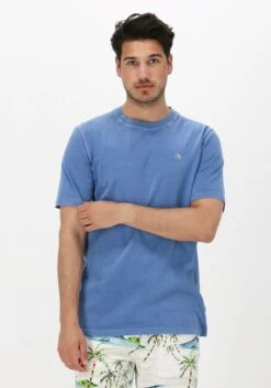 Hellblau Scotch & Soda T-shirt Garment-dyed Crewneck Tee With Embroidery Logo