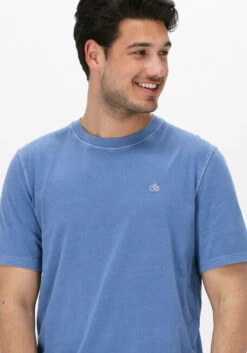 Hellblau Scotch & Soda T-shirt Garment-dyed Crewneck Tee With Embroidery Logo -Selected Homme Verkäufe 217057 3