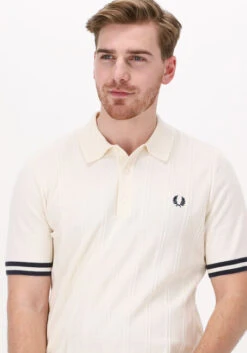 Nicht-gerade Weiss Fred Perry Polo-shirt Tipping Texture Knitted Shirt -Selected Homme Verkäufe 218161 3