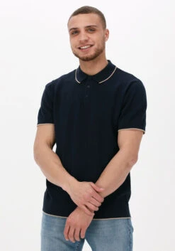 Blaue Selected Homme Polo-shirt Slhhank Ss Knit Button Polo