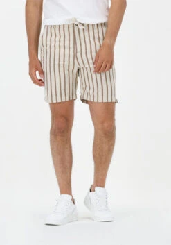 Beige Cast Iron Kurze Hose Chino Shorts Linen Stripe