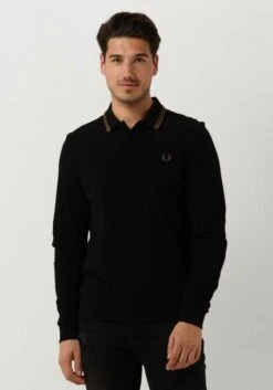 Schwarze Fred Perry Polo-shirt Ls Twin Tipped Shirt
