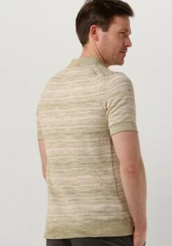 Grüne Cast Iron Polo-shirt Short Sleeve Polo Cotton Slub Stripe Knitted Polo -Selected Homme Verkäufe 237742 2