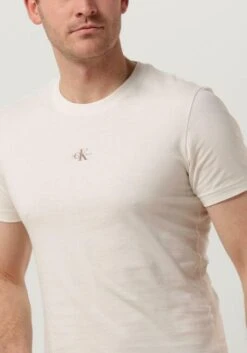 Nicht-gerade Weiss Calvin Klein T-shirt Micro Monologo Tee -Selected Homme Verkäufe 239754 3