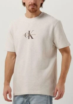 Weiße Calvin Klein T-shirt Archival Monologo Waffle Tee -Selected Homme Verkäufe 239759 3