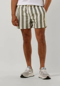 Olive Selected Homme Slhdane Aop Swimshorts W Vetiver Stripes