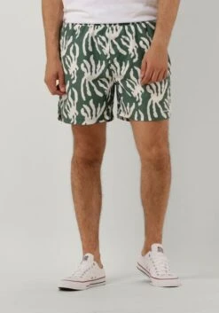 Olive Purewhite Swimshort With All Over Print