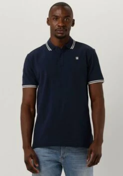 Blaue G-star Raw Polo-shirt Dunda Slim Stripe Polo S/s