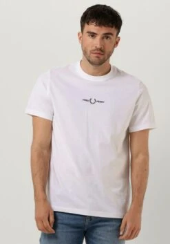 Weiße Fred Perry T-shirt Embroidered T-shirt