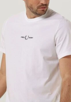 Weiße Fred Perry T-shirt Embroidered T-shirt -Selected Homme Verkäufe 250003 3